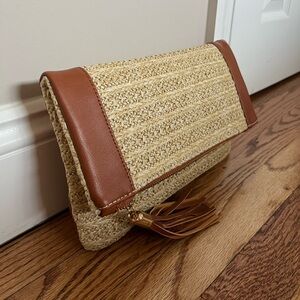 Sole Society Foldover Raffia Clutch